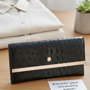 Black Exotic Mixed-Texture Envelope Clutch & Wristlet​Elevate your accessory ga